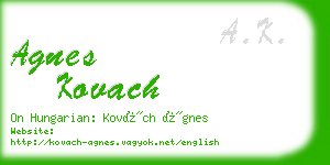 agnes kovach business card